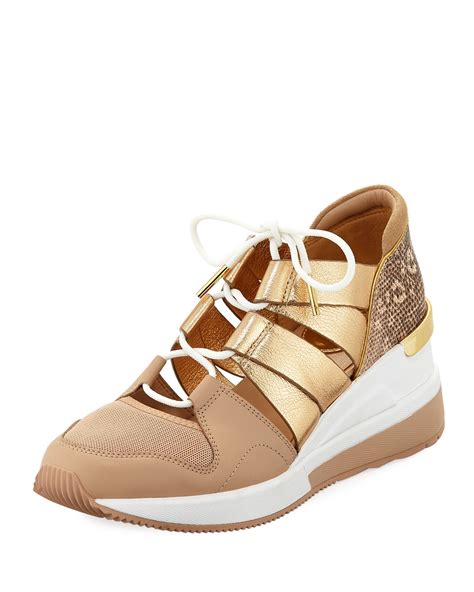 michael kors beckett gold sneakers|Michael Kors leather sneakers.